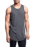 VICTORIOUS Solid Color Long Length Curved Hem Tank Top TT47 - Charcoal - Large - G14B