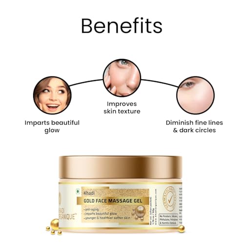 Image of Khadi Organique Gold Face Massage Gel | Youthful & Radiant Skin | Suitable for All Skin Types - 50gm