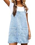 Kedera Women's Casual Denim Dress Overall Mini Overall Dress Sleeveless Jean Romper with Pockets