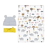 baby stoffwindeln wickeln ANBETUNGSWÜRDIGES ELEFANTEN-DESIGN ❥ Unisex-Babygeschenk - Das Elefantenmotiv wird in jedem Kinderzimmer entzückend aussehen. Außergewöhnlich für Eltern, die noch nicht das Geschlecht offen gelegt haben, für Zwillinge (Junge u. Mädchen) und alle zukünftigen Babys. Die Bubzi Mädchen / Jungen Wickeldecke kommt mit dem passenden Bubzi Co Beruhigungsschnuller - Lieblingsbabygeschenke!