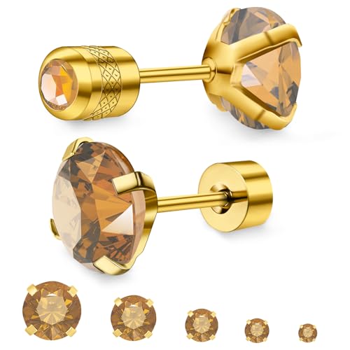 5 Pairs Flat Back Stud Earrings for Women Hypoallergenic Titanium Earrings