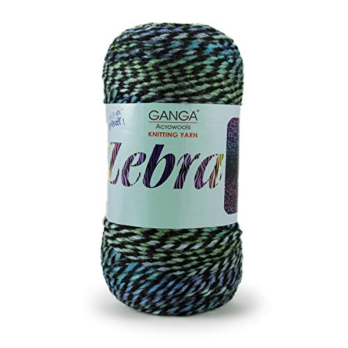 Image of Ganga Acrowools Acrylic Zebra Hand Knitting Fancy Yarn, A Pack of 2 Balls- 150Gram Each(Ptt-5060), Multicolor