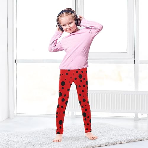Ladybug Pattern Black Spots On Red Girls Leggings Dance Running Workout Yoga Pants4