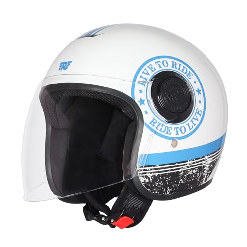 Image of ROYAL ENFIELD Copter Live to Ride Open FACE Helmet White & Blue M