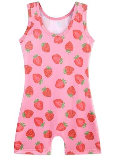 Image of HOZIY Gymnastics Leotards for Girls with Shorts Toddlers Biketards Rainbow Unicorn Dinosaur Mermaid Leopard Flower Galaxy
