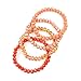 RIAH FASHION Bohemian Multi-Layer Beaded Stacking Bracelet - Versatile Stretch Strand Statement Wrap Slip-on Bangle Shiny Crystal Bead (Sparkly Mix - Coral Orange)