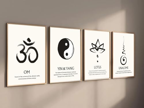 Image of Gamya Spiritual Big Aesthetic Framed Meditation Affirmation Motivational Posters For Living Room, Bedroom Office Wall Decor, Dopamine art /Girls Boys Gift Item (13x19 Inches) (Spiritual Symbols (A))