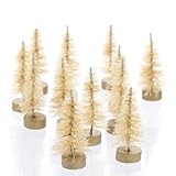 Factory Direct Craft Miniature White Sisal Christmas Trees on Wooden Bases | Set of 36 Christmas Trees