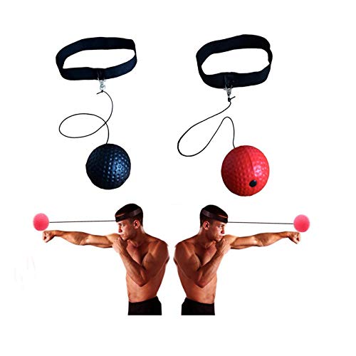 qqwe Boxing Fight Ball Tennis Ball, Boxing Speed Reaction Ball with Head Band For Reaction,Agility,Punching Speed, Fight Skill and Hand Eye Coordination Training(Red)