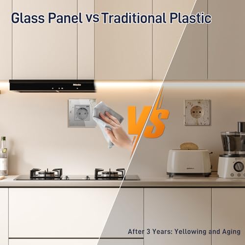 BSEED USB Steckdose Grau Schuko Steckdose mit USB Anschluss (Max. 2.1A) Typ C Port Unterputz Steckdose Glas Schutzkontakt-Steckdose Ladeger&auml;t f&uuml;r Handys, Laptops etc