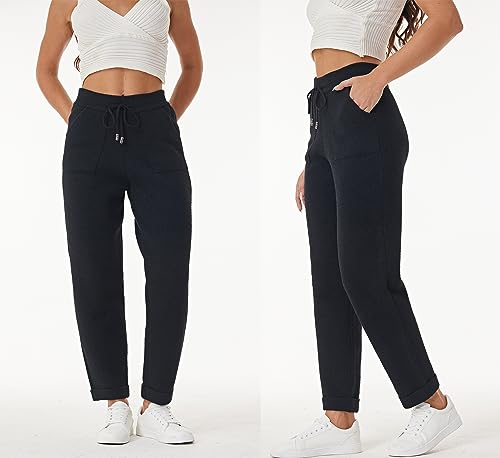 heipeiwa Women's Knit Fuzzy Pull on Grilfriend Boyfriend Casual Dress Winter Warm Sweater Pants with Pockets3