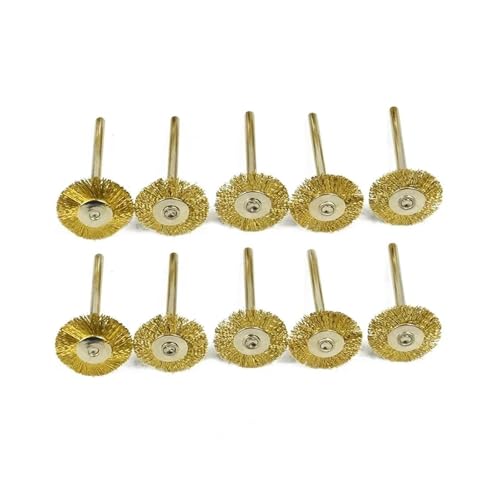GZHHY 10個入り 22mm 真鍮ホイールブラシセット 3mmシャンクワイヤーホイールブラシ ロータリーツール用電動工具 彫刻機用研磨工具
