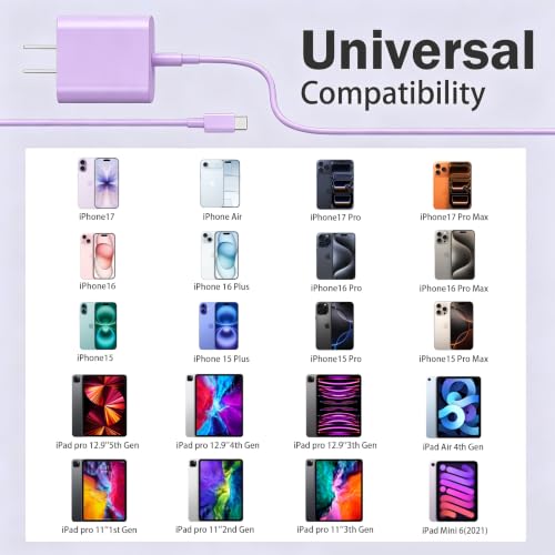 Image of iPhone 17 16 15 Long Charger Fast Charging,20W iPad USB C Wall Charger Block with 6FT USB C to C Cable Cord for iPhone 17 /Pro /Pro Max /17 Air / 16 /16 Pro /16 Pro Max /15 /Plus /Pro /Pro Max