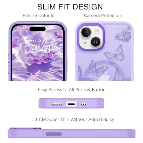 Coque iPhone 15 Plus MagSafe finition mate translucide premium violette