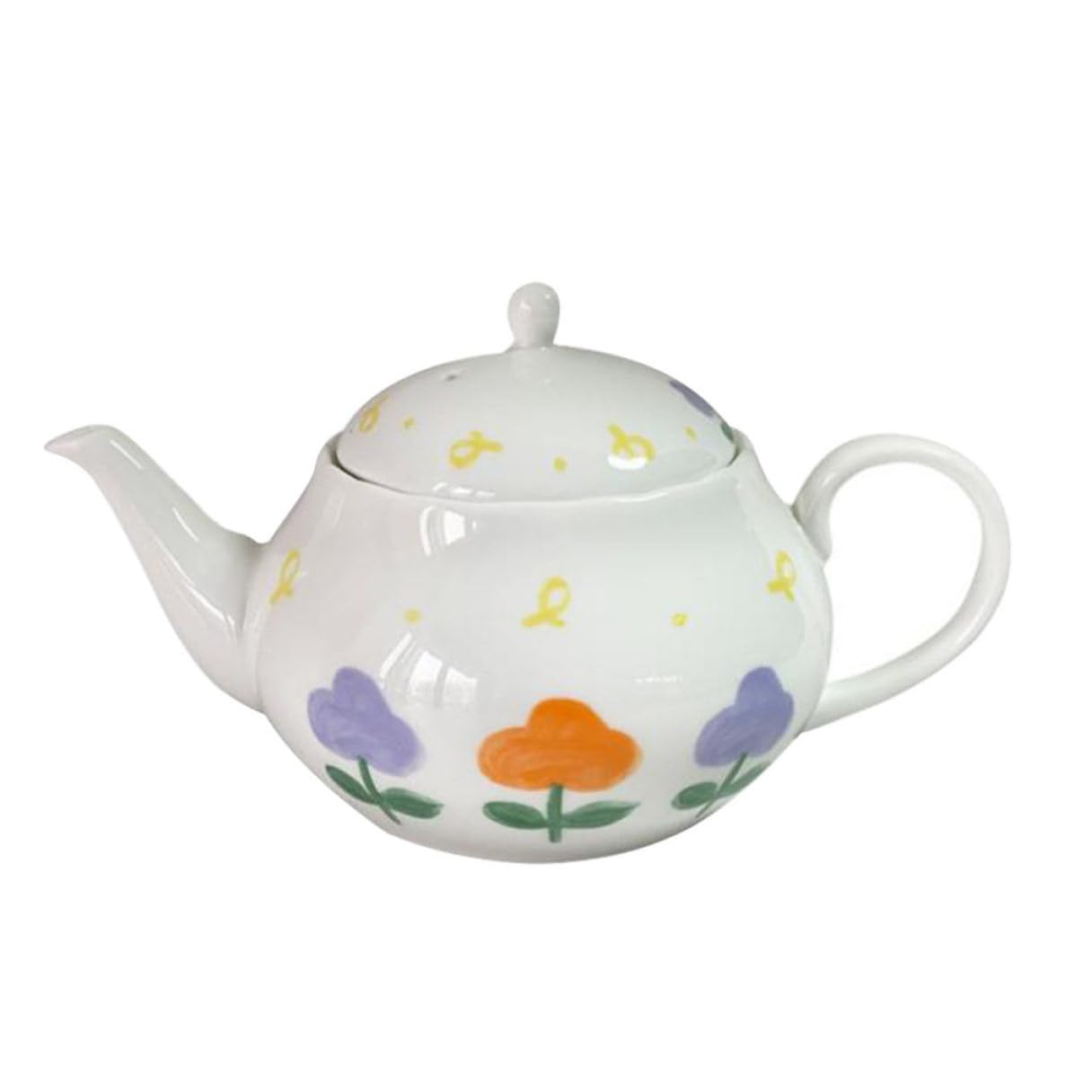 Teiera Giapponese in Ceramica 380ml Bianca Rotonda | Finitura Liscia e Arrotondata, Facile da Pulire, Sensazione Confortevole, per Studio e Ufficio
