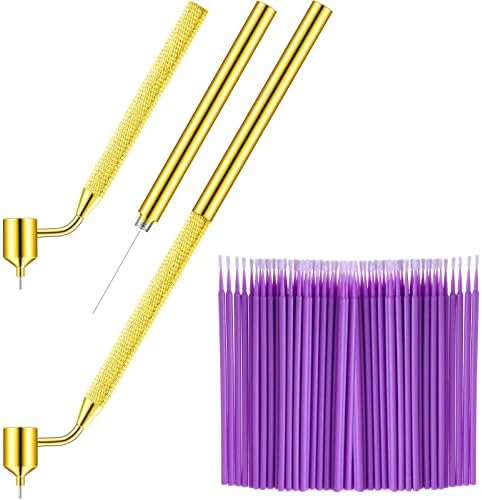 100 Pack 0.5 mm Touch up Paint Brushes Paint Repair Pen Gold Writer Paint Applicator Pen Detailing Fluid Writer Pen Disposable Micro Applicators for Auto Repair Chip Automotive Scratch