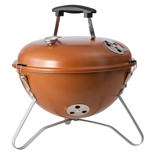 PQPQLI Barbacoa De Carbón De 37,5/31,5 Cm, Barbacoa Portátil 2 En 1, Fácil De Instalar, con Termómetro Y Ventilación Superior E Inferior, para Disfrutar En Familia(Brown)