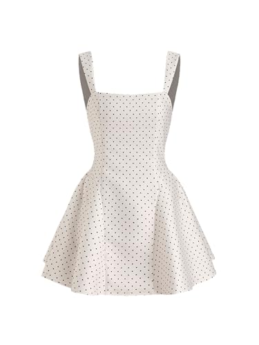 CIDER Mini Dress Square Neck Sleeveless Polka Dot High Waist Party Date Vacation