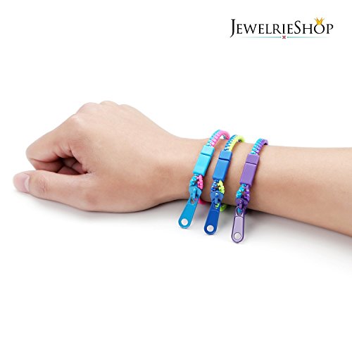JEWELRIESHOP 12 Pcs Friendship Bracelets Zipper Bracelets Assorted Mixed Color4