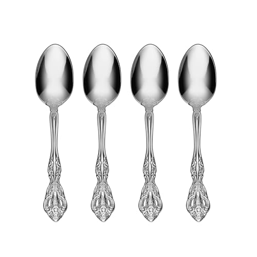 Oneida Michelangelo Fine Flatware Teaspoons, Set of 4 , 18/10 Stainless Steel, Silverware Set, Dishwasher Safe