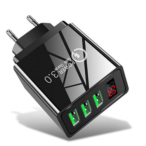 Image of Auorld 36W Fast Charger Travel Adapter with Led Charging Indicator,3 USB Multi Ports Mobile Wall Charger Universal Compatibility for iPhone,Samsung,Pixel Etc