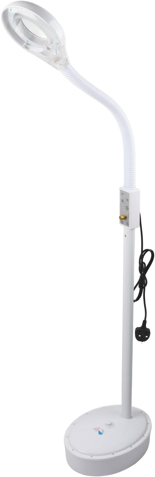 LED Magnifying Floor Lamp, Floor Standing Magnifier Lamp with 3x Magnification, Daylight Bright Full Spectrum Magnifier Lighted Glass Lens - Height Adjustable Gooseneck Standing Light