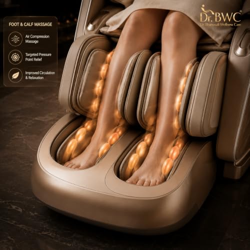 Image of DR BWC 4D Zero Gravity Massage Chair Recliner with AI Body Scan, Smart Voice Control, Heat Therapy, Foot & Calf Rollers, Bluetooth Speakers & Full Body Airbag Massage (Royal Golden)