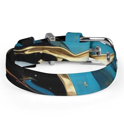 Collier en marbre bleu et or pour chien réglable et chic