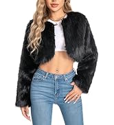WELLATENT Petite Cropped Fur Coat for Women, Faux Furry Long 