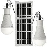 Portable Solar Light Bulbs with Auto On Off Mode for Indoor Home and Chieken Coop, Solar LED Bulb Lights for Camping Tent Emergency, 2-Pack