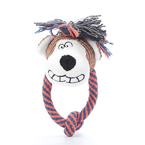 DAFORERAL Dog Plush Rope Toy With Built-In Squeaker, Durable Corduroy Chew and Tug Animal Design for Stress Relief and Interactive Play (monkey)