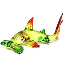 Hammerhead Shark Figurine Blown Glass Green Sealife Collectible Miniature Aquarium Decor