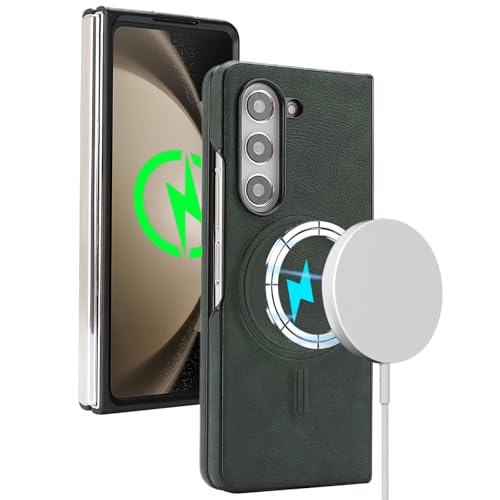 Étui pour Samsung Galaxy Z Fold 7 magnétique en cuir pliable vert idéal au quotidien