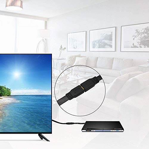 CERRXIAN 1FT Flat Slim Haute Vitesse HDMI Câble d'extension A femelle à 90 Degré Angle bas Un cordon mâle