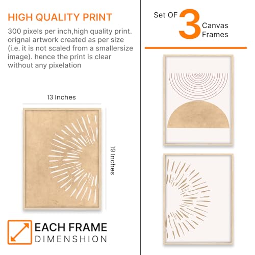 Image of ARTELLY Boho Decorative Modern Wall Art Print With Frame Abstract Paintings For Living Room Bed Room Hotel Wall Office Decor Poster Decoration 13x19 inch