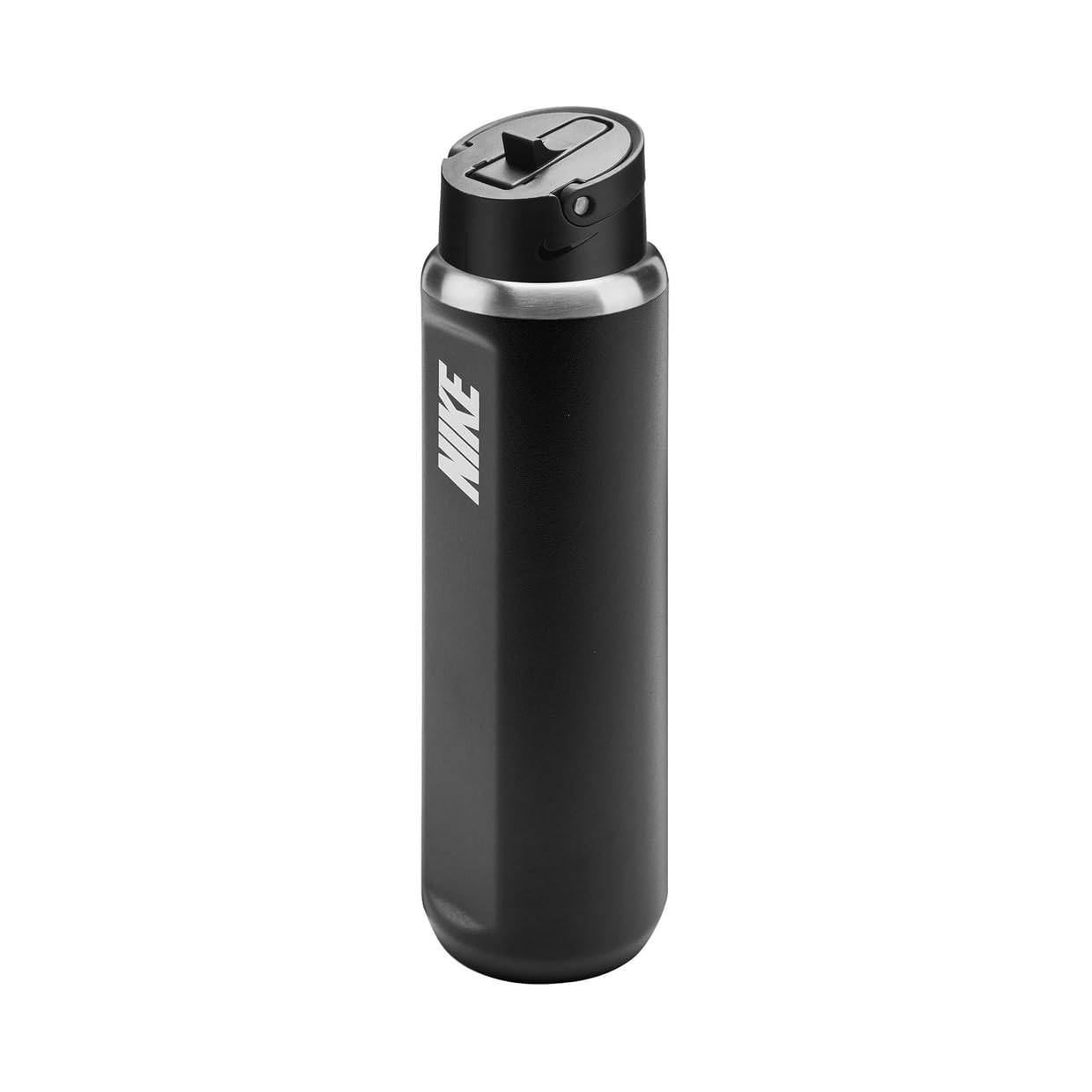 Nike SS Recharge Straw Bottle 24oz 709 ml Edelstahl Trinkflasche Sportflasche Training Fitness mit Strohhalm, Black/Black/White