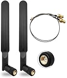 WiFi 6E Antenna Tri-Band 6GHz 5GHz 2.4GHz RP-SMA Male + 10in U.FL to RPSMA Female Extension Cable for Mini PCIe Slot WiFi Cards 2 Pcs