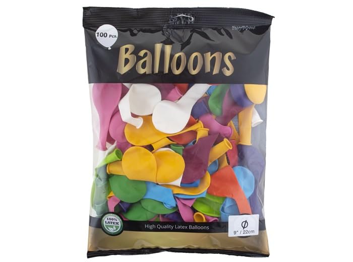 Lot de 6 - Lot de 100 ballons latex opaques assortis 22x30cm