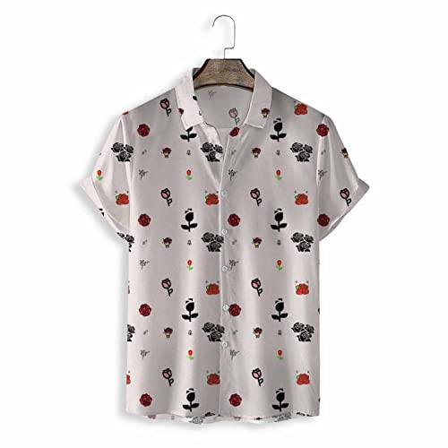 Chemise Hawaïenne homme manches courtes vêtement plage imprimé tropical rose