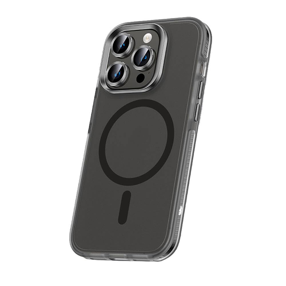 Zore Apple için uyumlu iPhone 15 Pro Kılıf Airbagli M-safe Wireless Şarj Özellikli Lens Koruyuculu Zore Klaptika Kapak Siyah