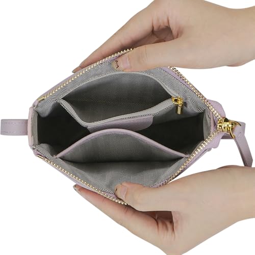 Mini Crossbody Bags Genuine Leather Cell Phone Purse Women's Zipper Shoulder Bag 24604