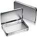 Metal Rectangular Tin Metal Hinged Lid Tin Metal Empty Box Container Silver Rectangular Storage Tin Box with Lid for Watercolor Jewelry Makeup Pill Candy Craft Organize (4 Pieces)