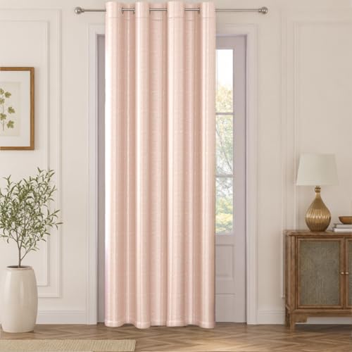 Image of HOKIPO Royal Blend Eyelet Curtain 7 Feet Long Single Panel, Blush Pink