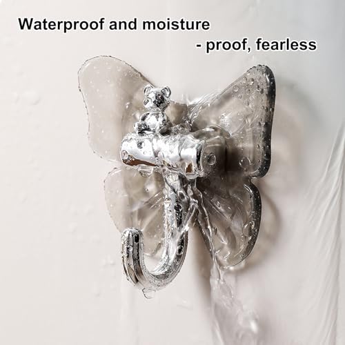 4 Pack Butterfly & Bear Adhesive Wall Hooks - Heavy Duty Waterproof, No Drilling, Mix Color, Hooks for Walls No Damage, Hooks for Hanging Towels Keys Hats Backpacks, for Bathroom Kitchen Bedroom by Swouwak - Image 4
