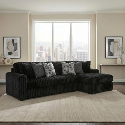 Image of Signature Design by Ashley Midnight-Madness Contemporary L-Shaped 2-Piece Sectional Sofa with Chaise for Living Room, Black