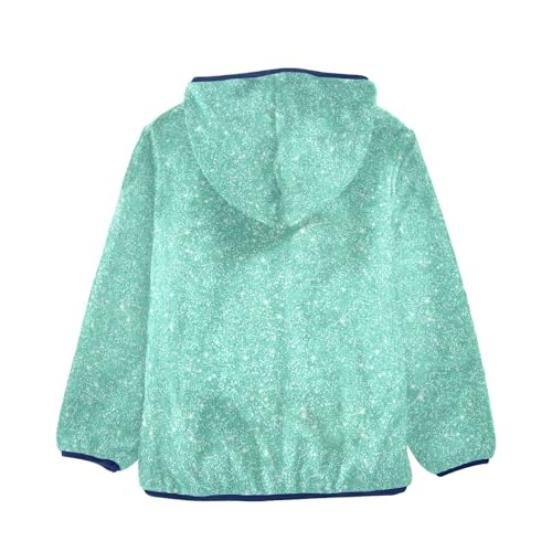 Mint Green Glitter Toddler Fleece Jacket Baby Boys Hooded Zipper Long Sleeve Thick Warm Outerwear 3-10 Years2