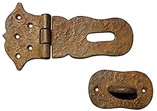 Image of Adonai Hardware inchParan inch Heavy Duty Antique Cast Iron Safety Locking Hasp and Staple(6 inch x 2 Pack, Rust Living) for Vintage Pirates Treasure Chest, Trunks, Wooden Jewelry Box, Cases, Furniture and Sheds