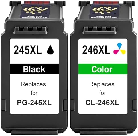 PG-245XL/CL-246XL Ink Cartridge Compatible for Canon 245 and 246 Printer Ink, for Canon TS3420 Ink Cartridges，Fit for Pixma TS3400 TR4520 TR4500 MX490 MX492 TS3120 MG2920 MG2520 Printer(Black, Color)