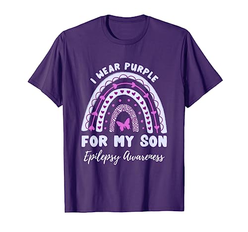 I Wear Purple For My Son Epilepsia Sensibilización Arco Iris Camiseta