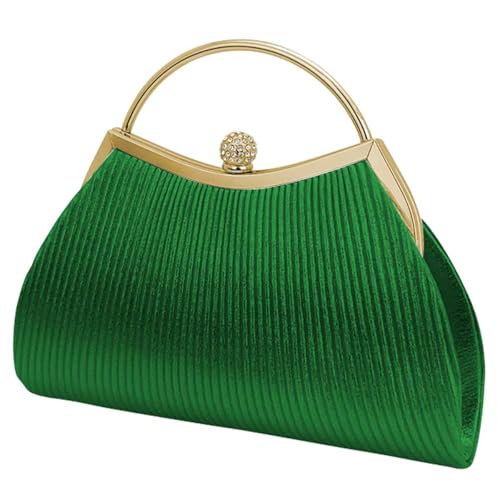Bolsa Clutch Festa Feminina Verde Poliéster Alça Haste Metálica Mão Ombro Transversal Com Correntes Removíveis